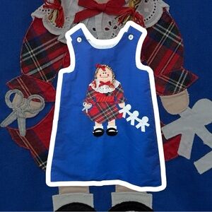 Vintage Chocolate Soup Dress Size 8 Blue Jumper Handmade USA Applique Girl